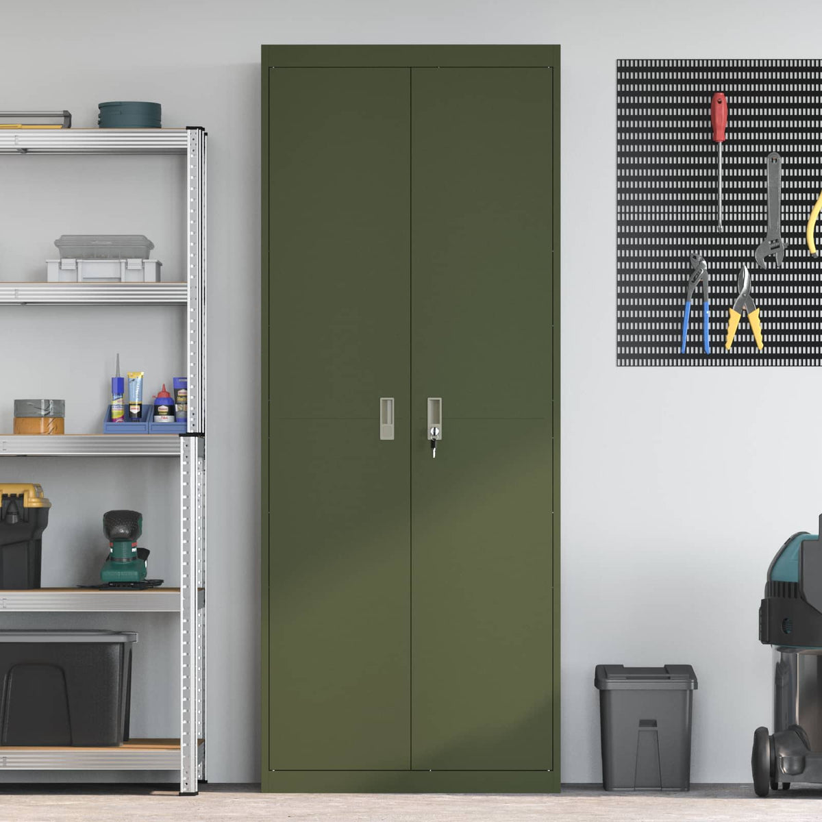 Storage Cabinet Olive Green 80 x 40 x200 cm Steel