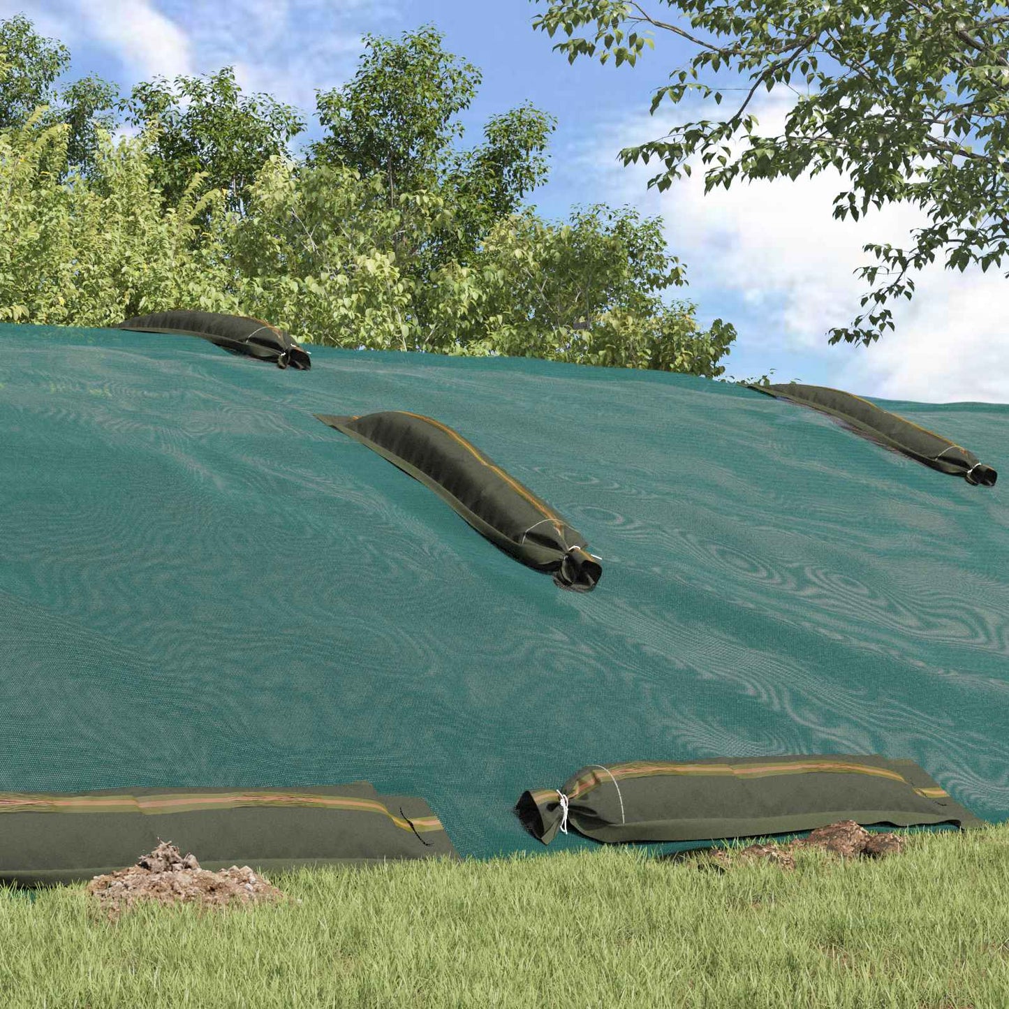 Sandbags 100 pcs Dark Green 100 x 25 cm HDPE
