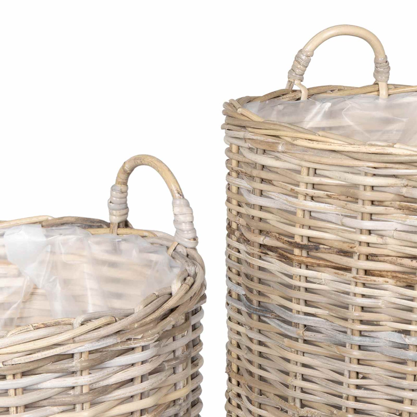 Planter Basket with Storage 2 pcs Grey Lacak Rattan