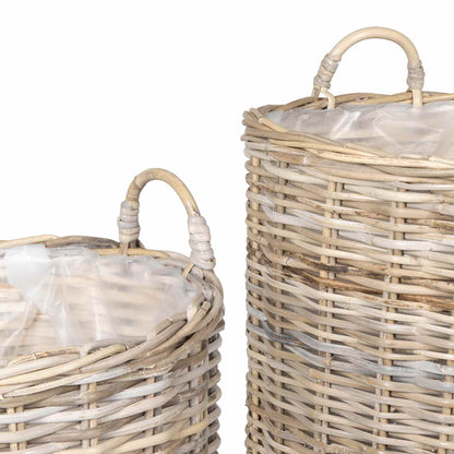 Planter Basket with Storage 2 pcs Grey Lacak Rattan