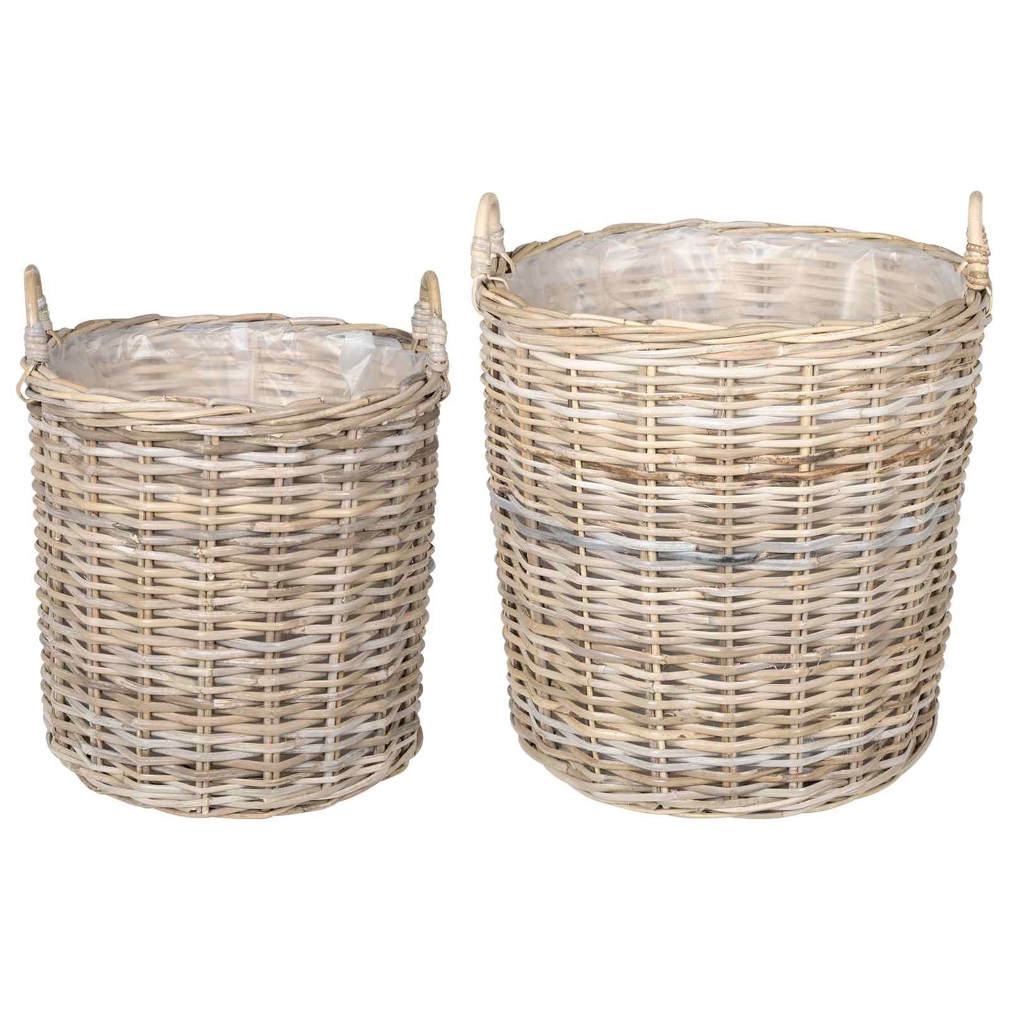 Planter Basket with Storage 2 pcs Grey Lacak Rattan