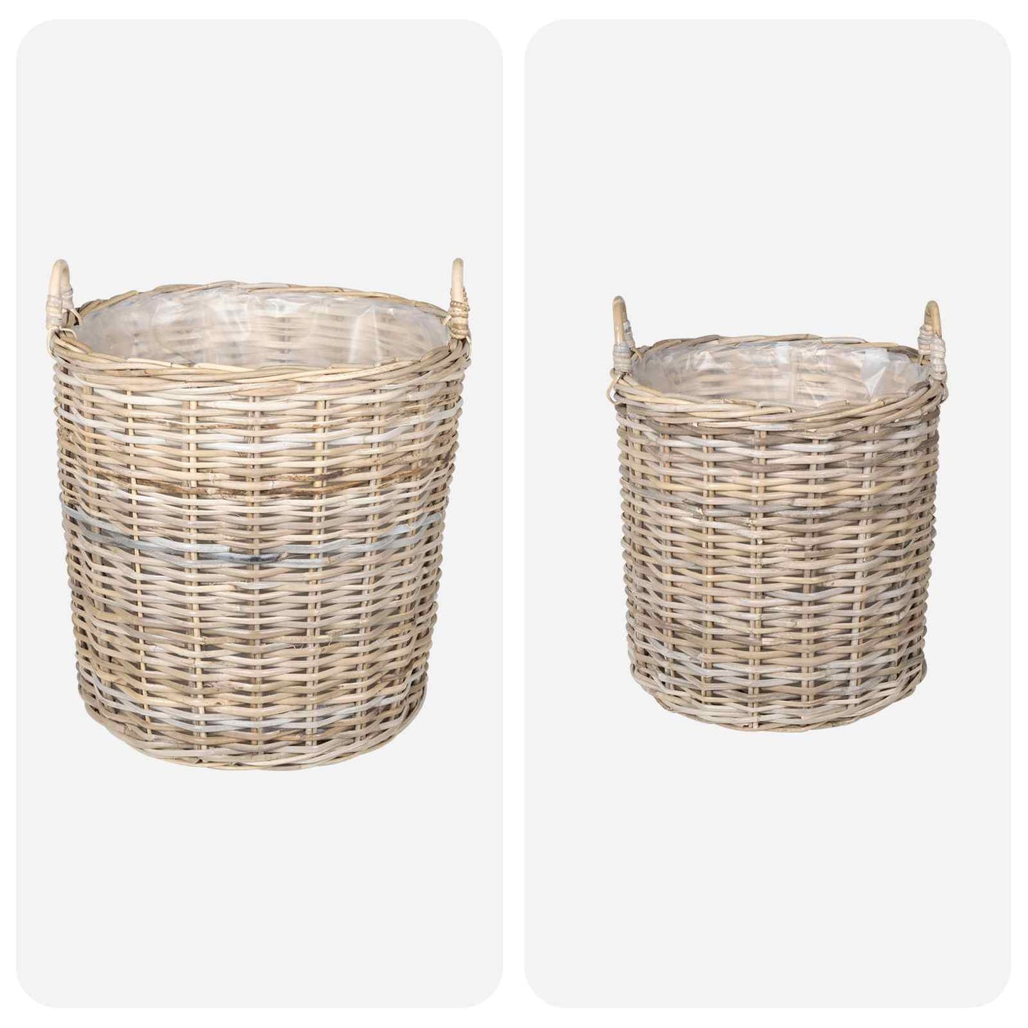 Planter Basket with Storage 2 pcs Grey Lacak Rattan