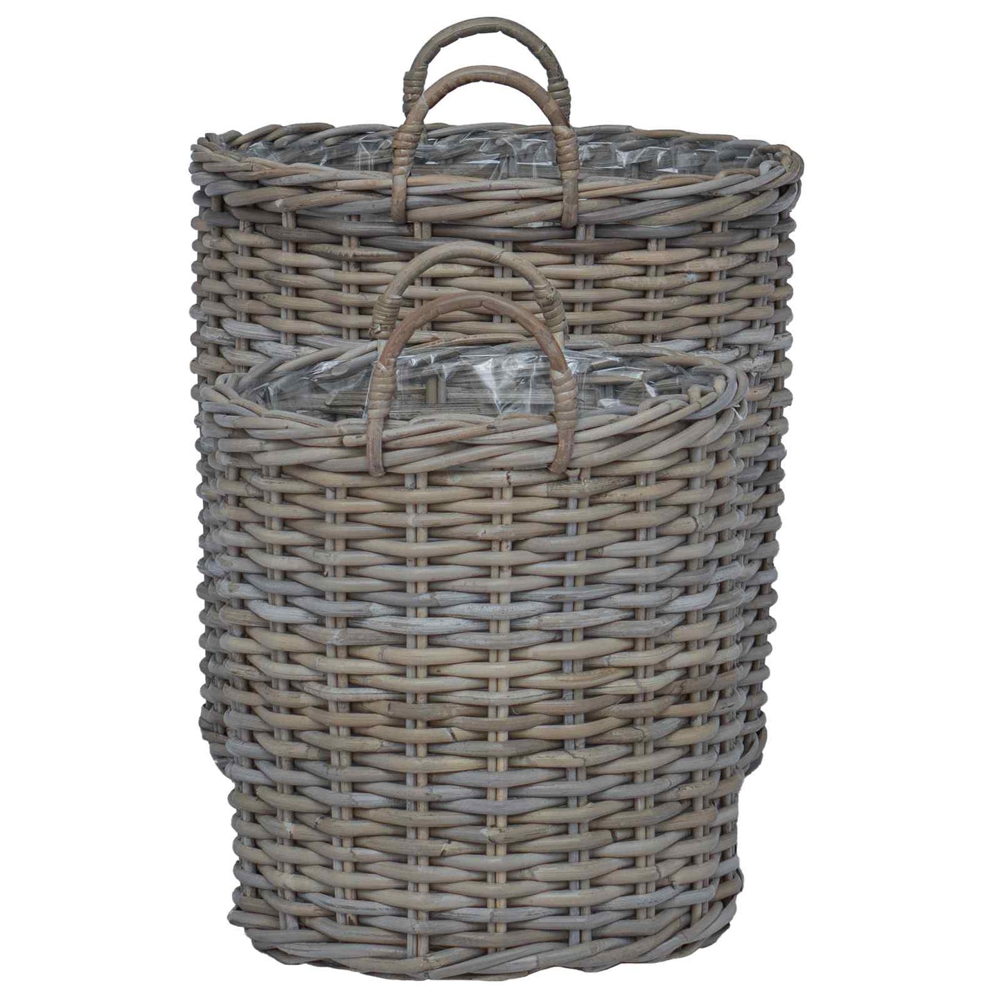 Planter Basket with Storage 2 pcs Grey Lacak Rattan