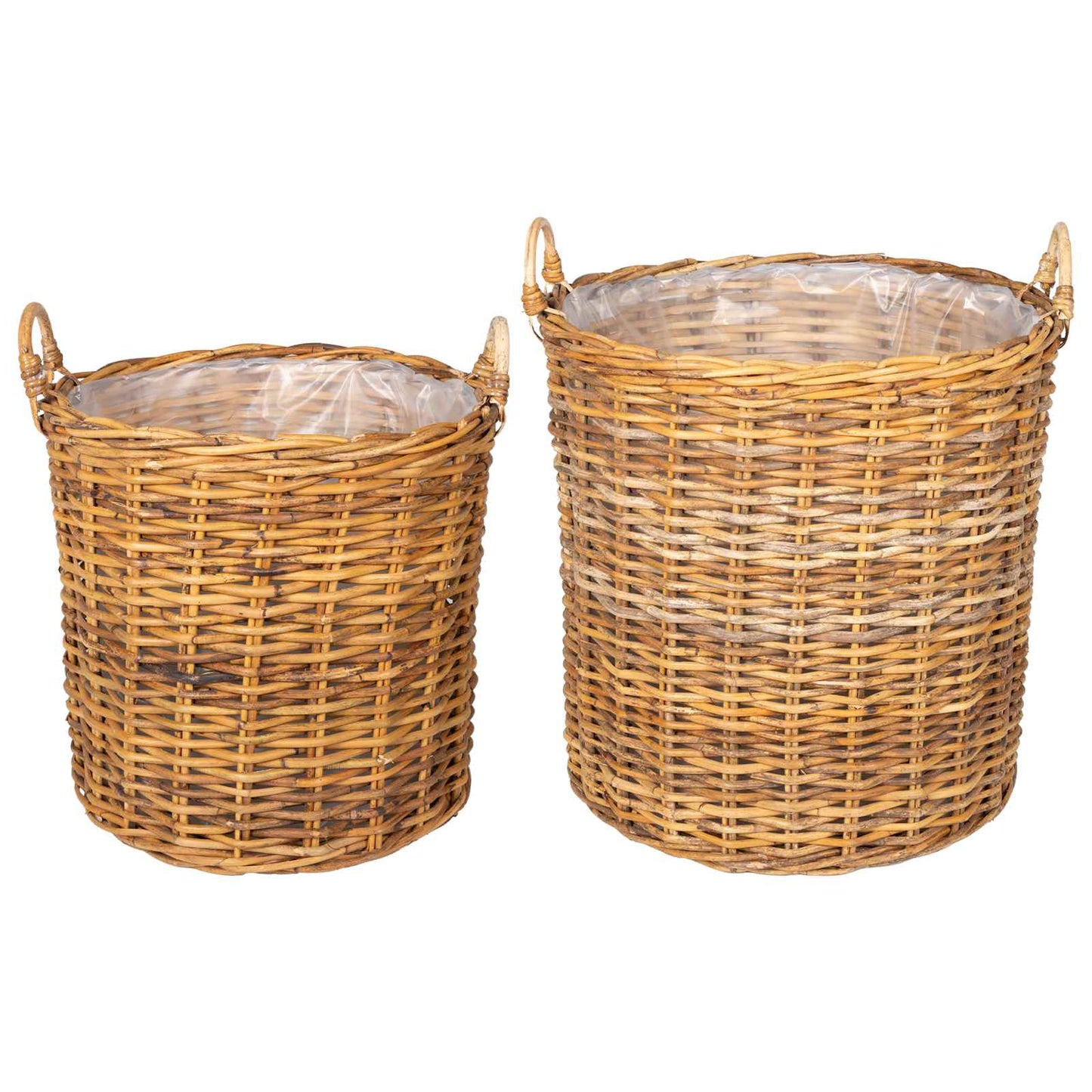 Planter Basket with Storage 2 pcs Brown Lacak Rattan
