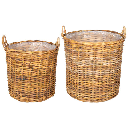 Planter Basket with Storage 2 pcs Brown Lacak Rattan