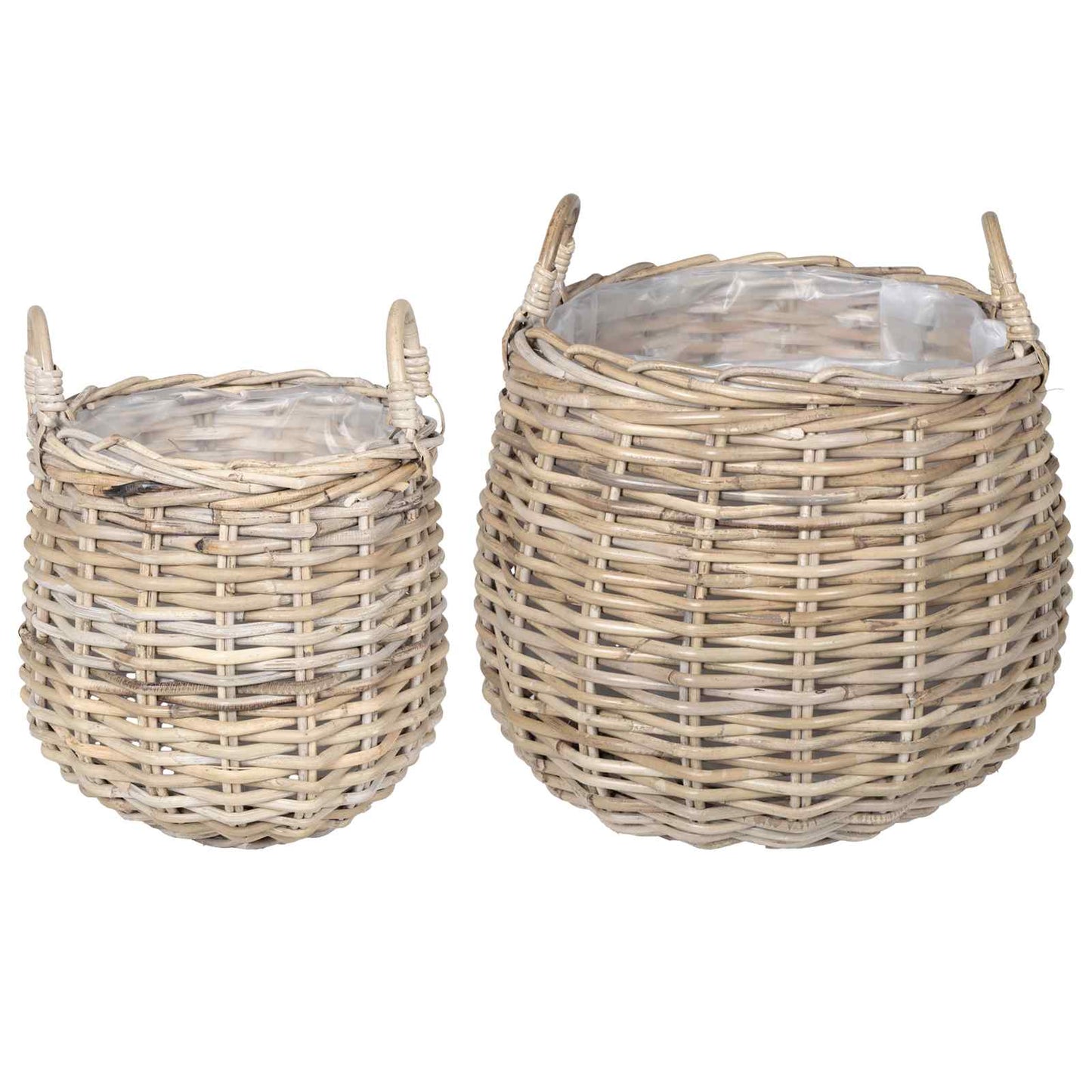 Planter Basket with Storage 2 pcs Grey Lacak Rattan
