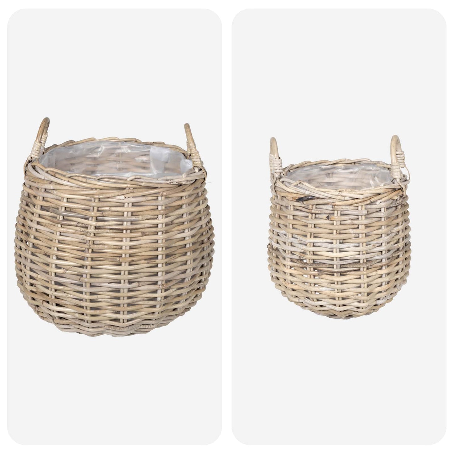 Planter Basket with Storage 2 pcs Grey Lacak Rattan