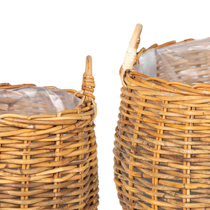 Planter Basket with Storage 2 pcs Brown Lacak Rattan