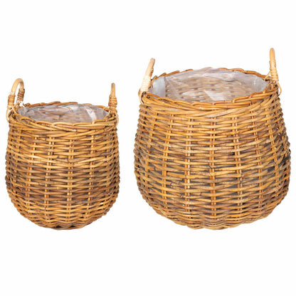 Planter Basket with Storage 2 pcs Brown Lacak Rattan