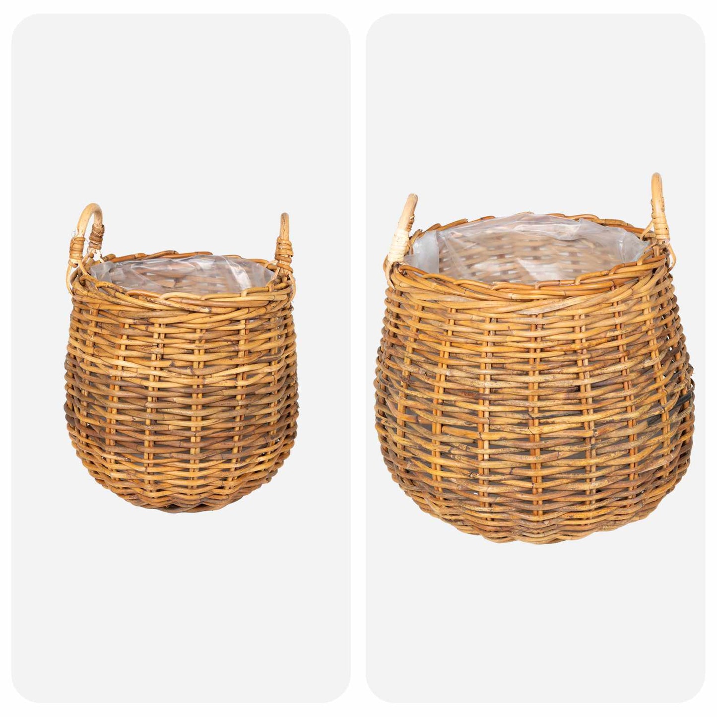 Planter Basket with Storage 2 pcs Brown Lacak Rattan