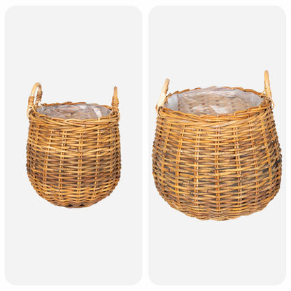 Planter Basket with Storage 2 pcs Brown Lacak Rattan