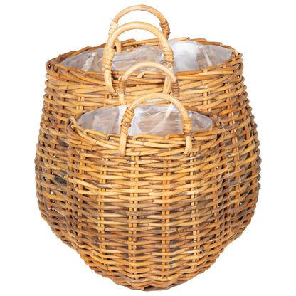 Planter Basket with Storage 2 pcs Brown Lacak Rattan