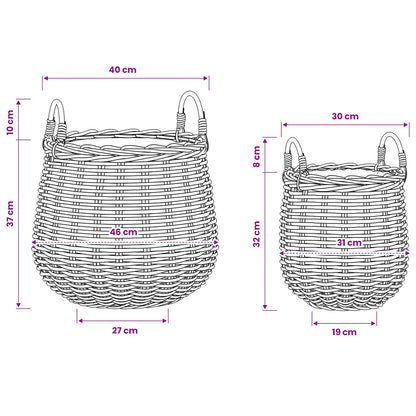Planter Basket with Storage 2 pcs Brown Lacak Rattan