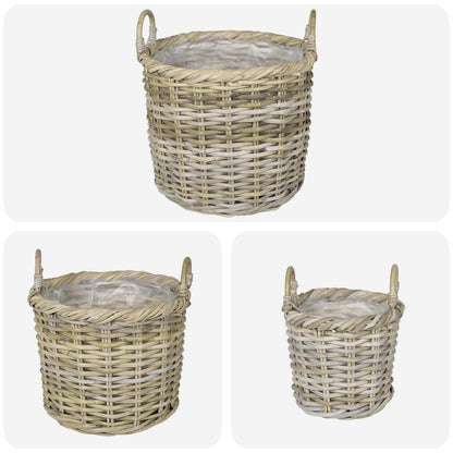 Planter Basket GENDT 3 pcs Natural Grey Kubu Rattan