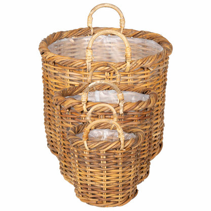 Planter Basket GENDT 3 pcs Natural Brown Kubu Rattan