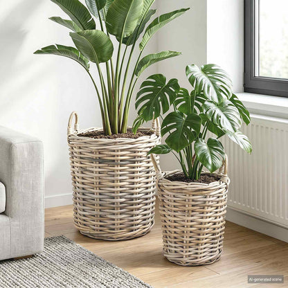 Planter Basket with Storage 2 pcs Grey