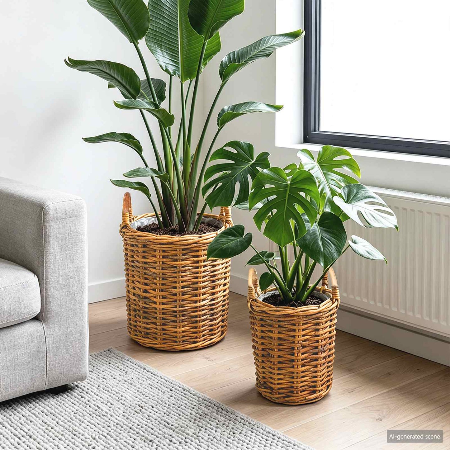 Planter Basket with Storage 2 pcs Brown