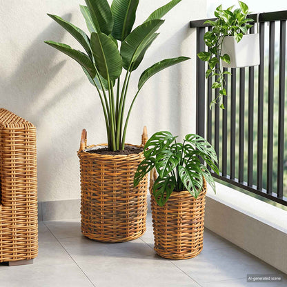 Planter Basket with Storage 2 pcs Brown