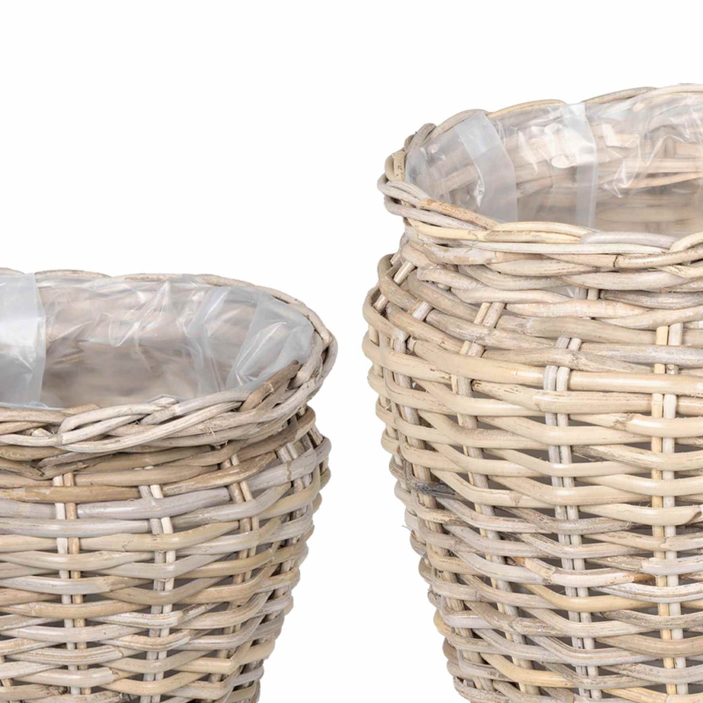 Planter Basket with Storage 2 pcs Grey Lacak Rattan