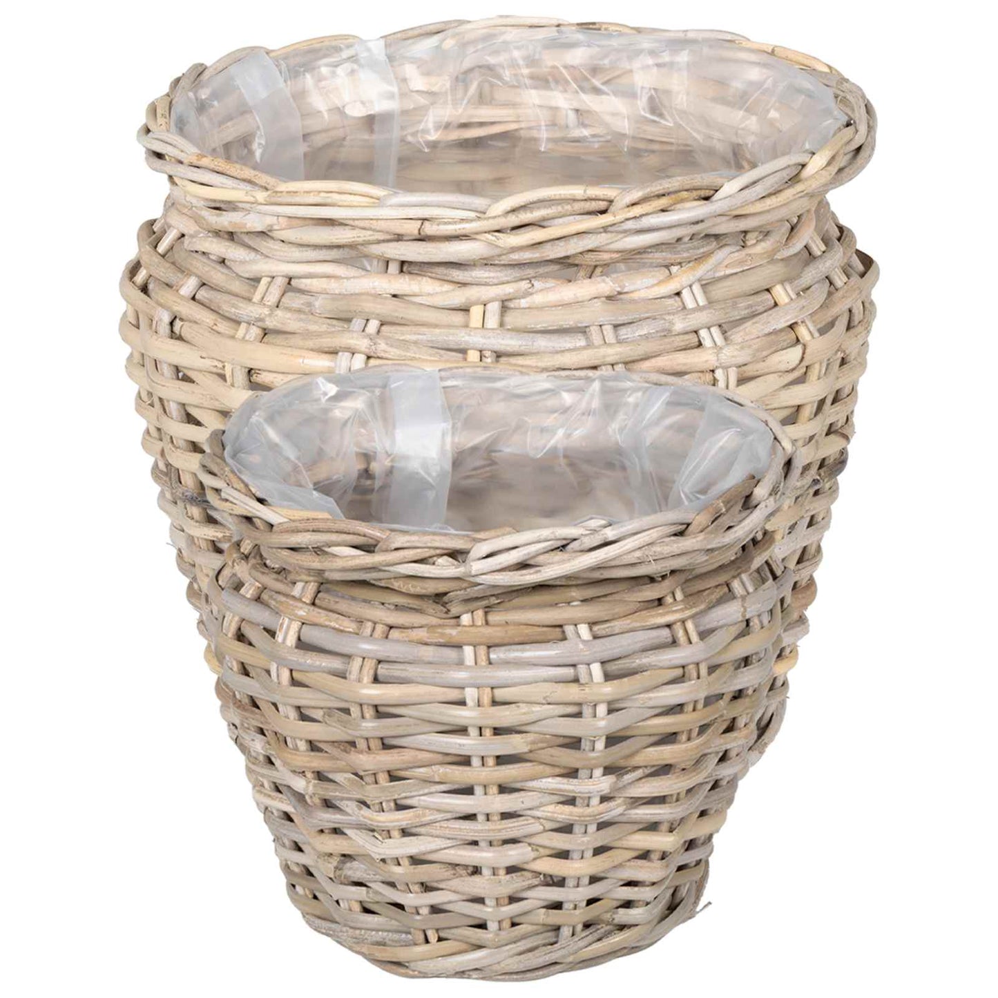 Planter Basket with Storage 2 pcs Grey Lacak Rattan