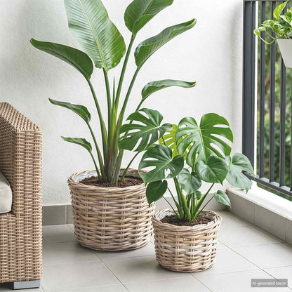 Planter Basket with Storage 2 pcs Grey