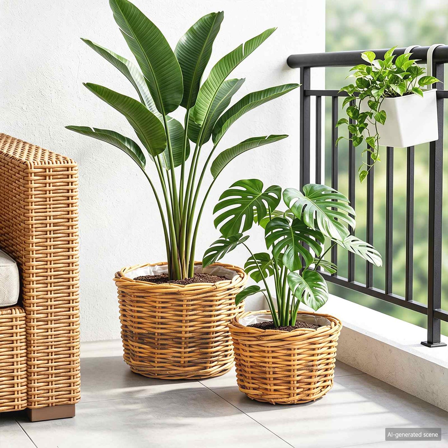 Planter Basket with Storage 2 pcs Brown