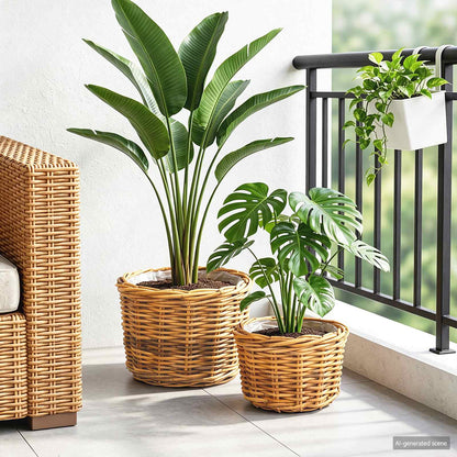 Planter Basket with Storage 2 pcs Brown