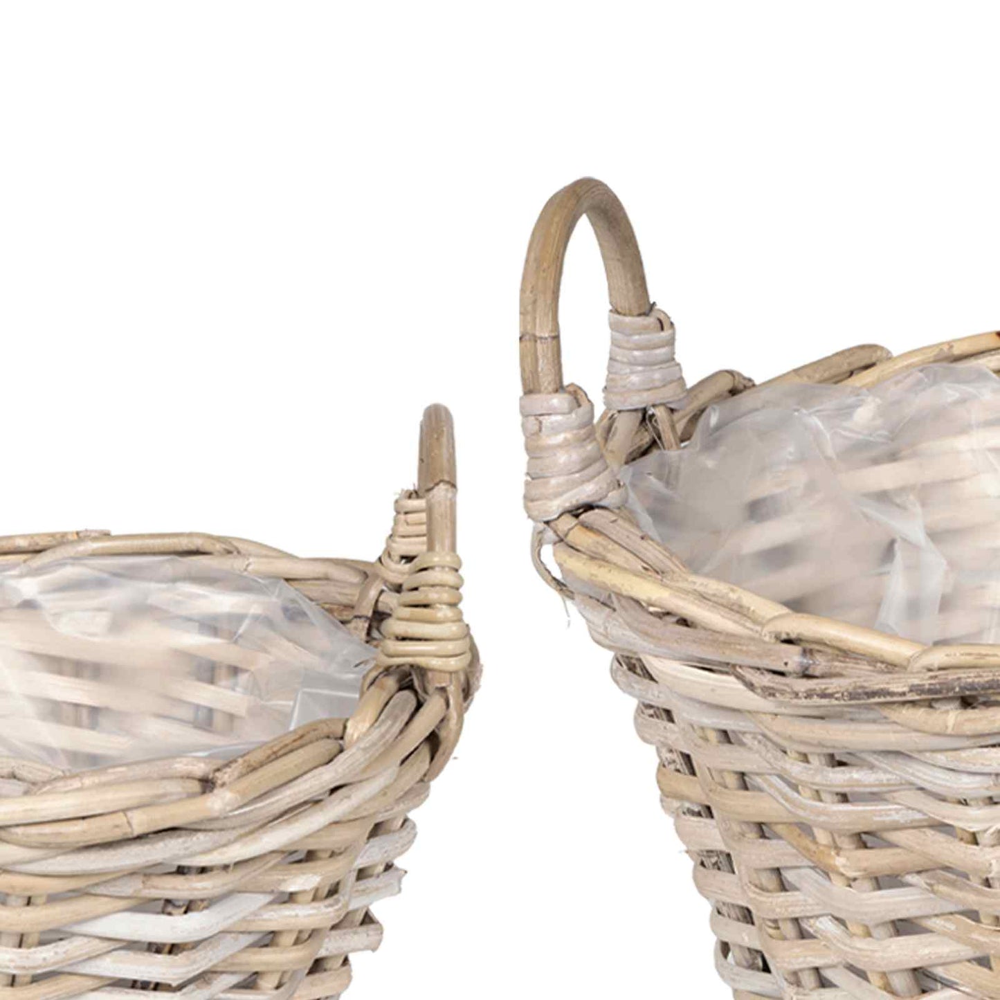 Planter Basket with Storage 2 pcs Grey Lacak Rattan
