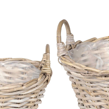 Planter Basket with Storage 2 pcs Grey Lacak Rattan