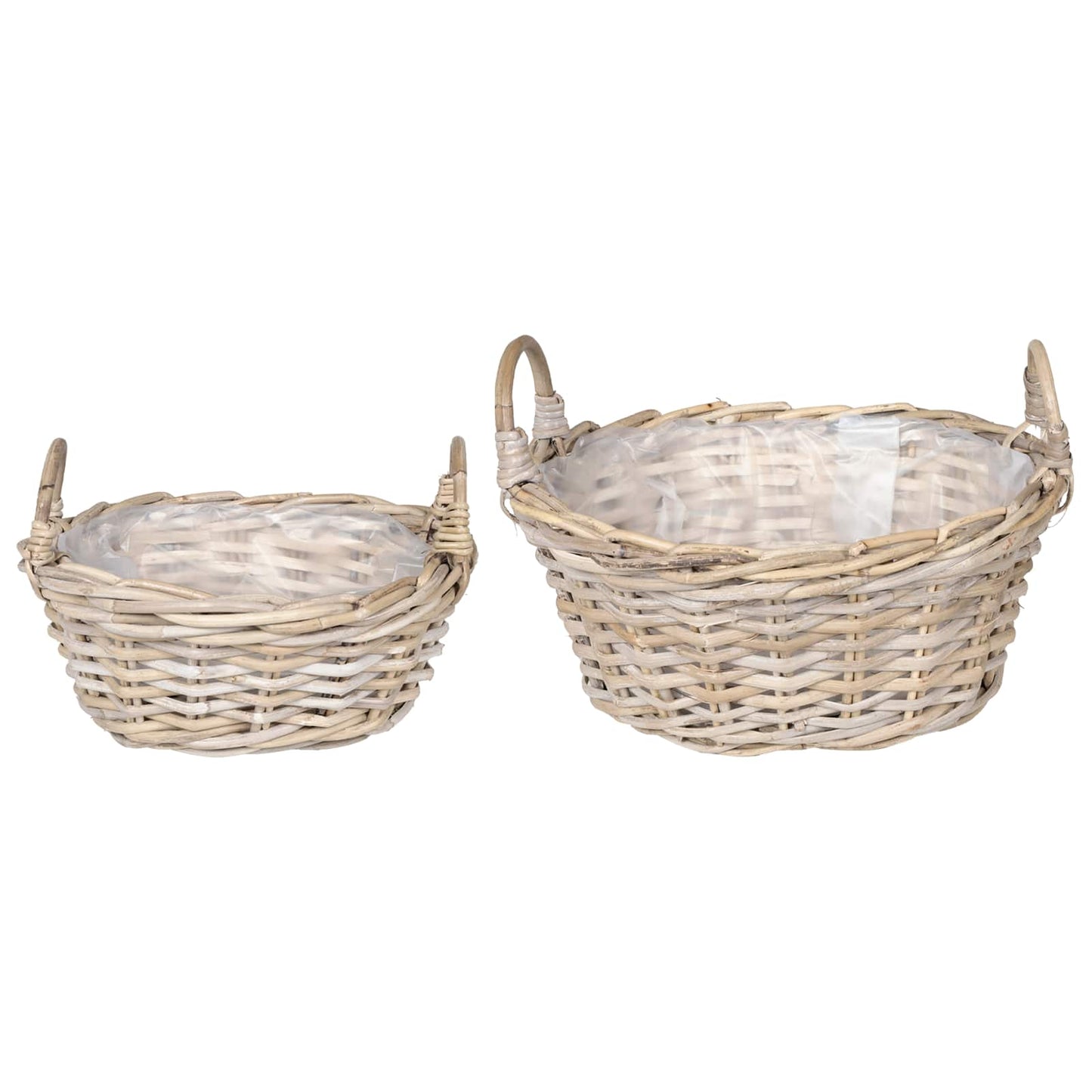 Planter Basket with Storage 2 pcs Grey Lacak Rattan