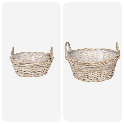Planter Basket with Storage 2 pcs Grey Lacak Rattan
