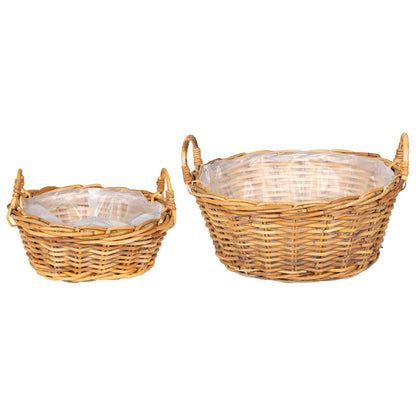 Planter Basket with Storage 2 pcs Brown Lacak Rattan
