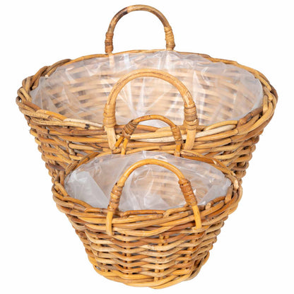Planter Basket with Storage 2 pcs Brown Lacak Rattan