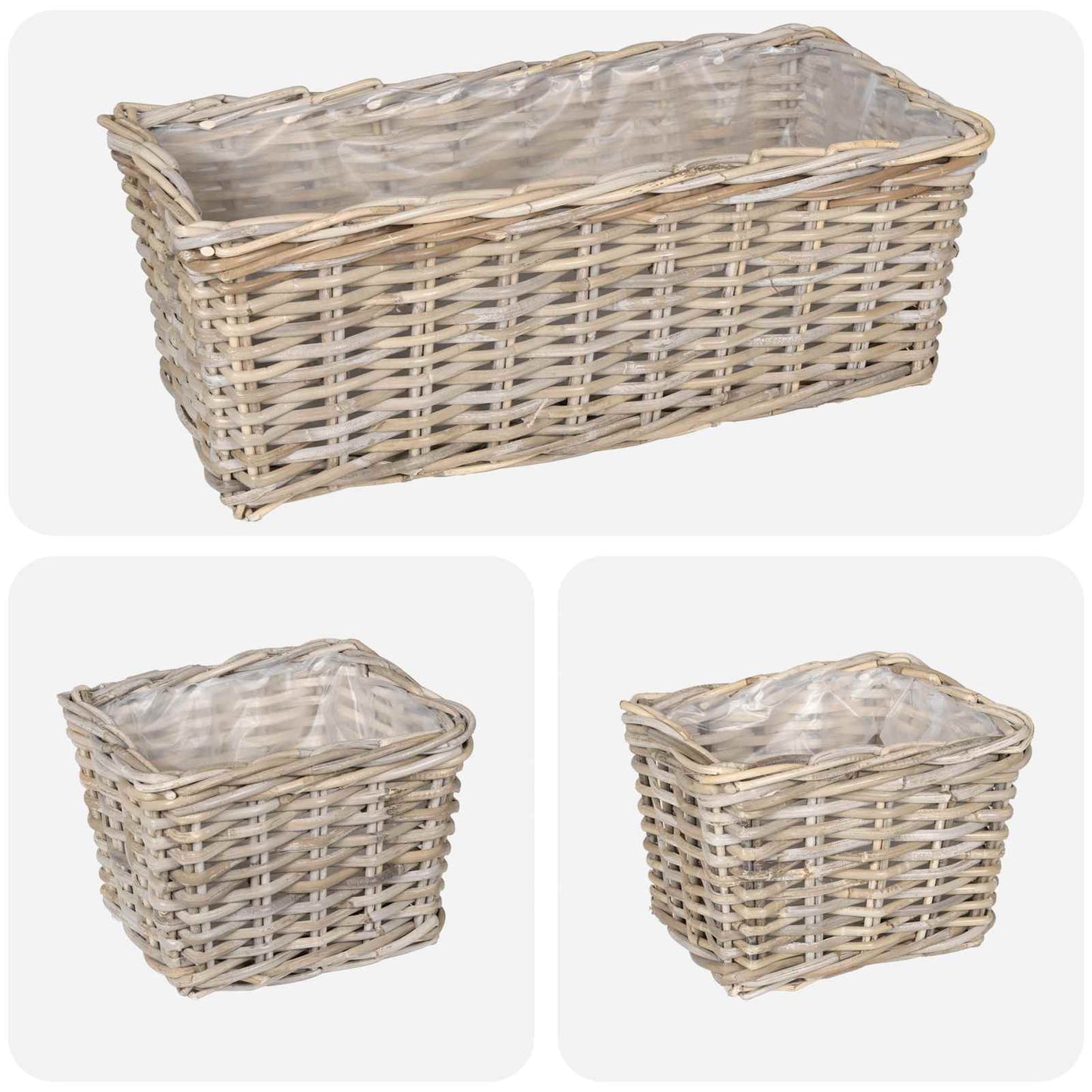 Planter Basket with Storage 3 pcs Grey
