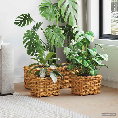Planter Basket with Storage 3 pcs Brown