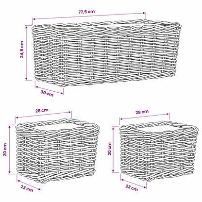 Planter Basket with Storage 3 pcs Brown