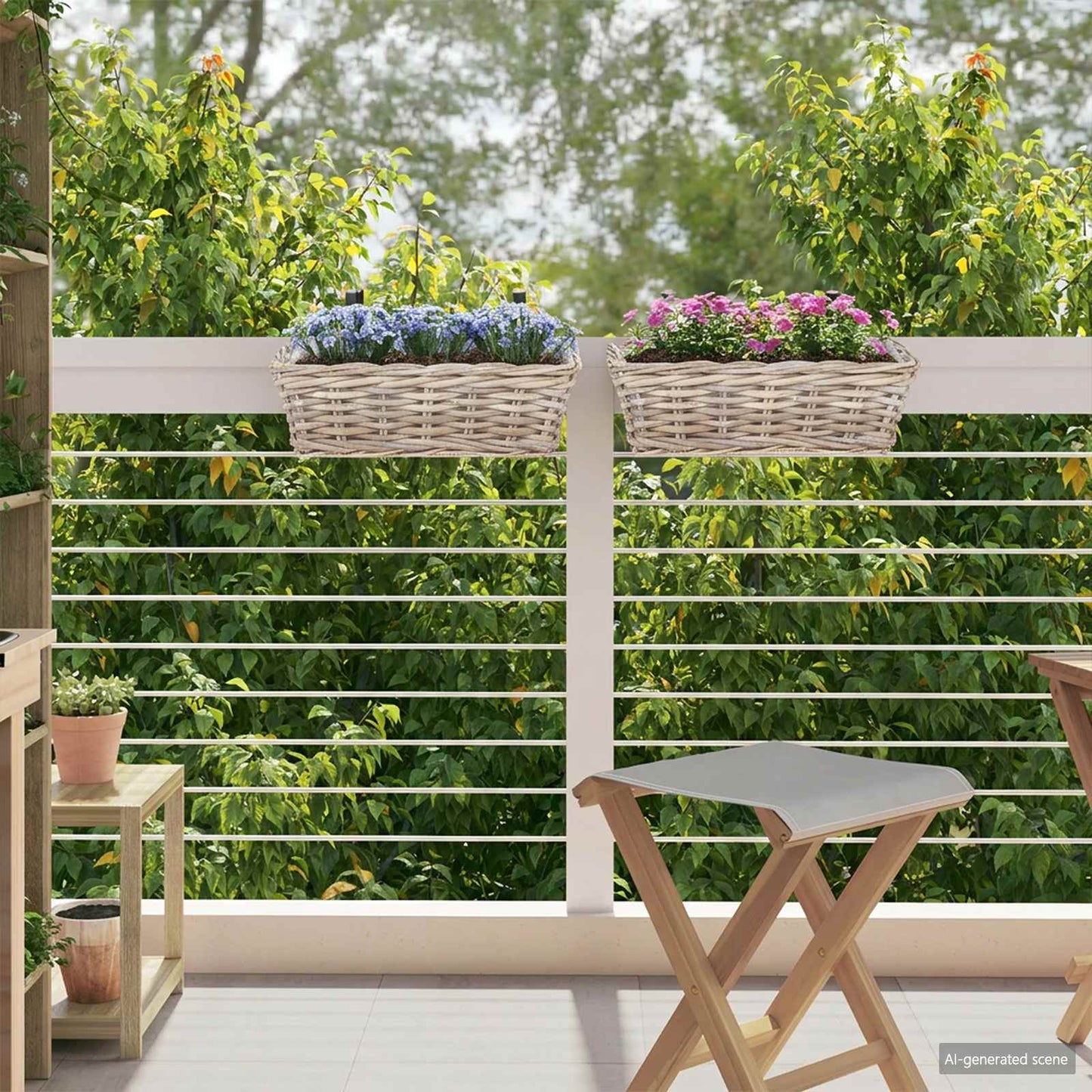 Hanging Planter Basket 2 pcs Grey 48 x 22 x 15 cm Lacak Rattan