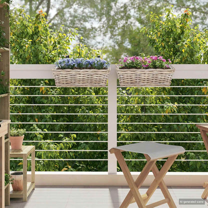 Hanging Planter Basket 2 pcs Grey 48 x 22 x 15 cm Lacak Rattan