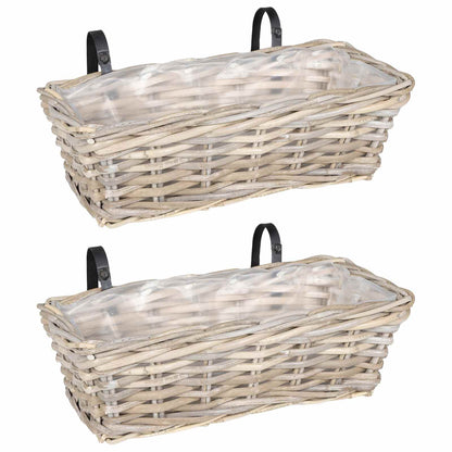Hanging Planter Basket 2 pcs Grey 48 x 22 x 15 cm Lacak Rattan