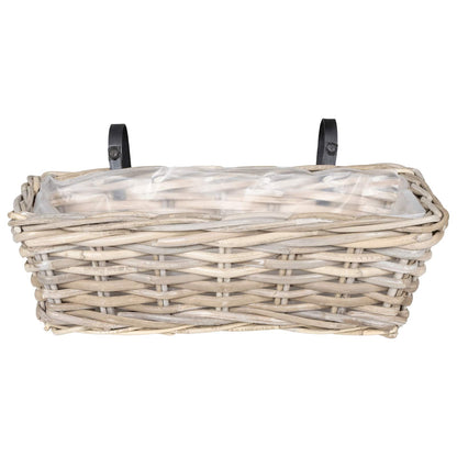 Hanging Planter Basket 2 pcs Grey 48 x 22 x 15 cm Lacak Rattan