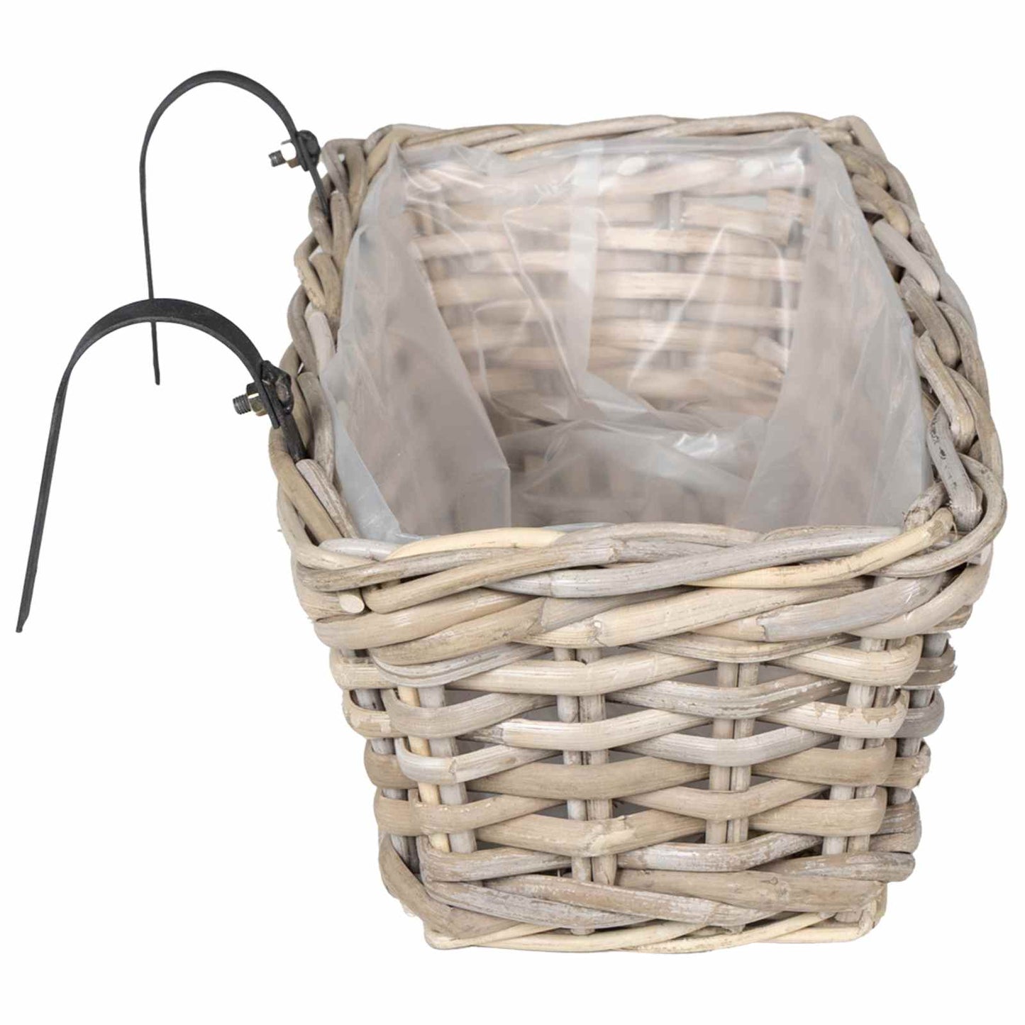 Hanging Planter Basket 2 pcs Grey 48 x 22 x 15 cm Lacak Rattan