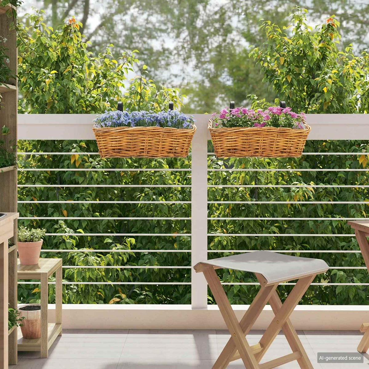 Hanging Planter Basket GENDT 2 pcs Natural Brown Kubu Rattan
