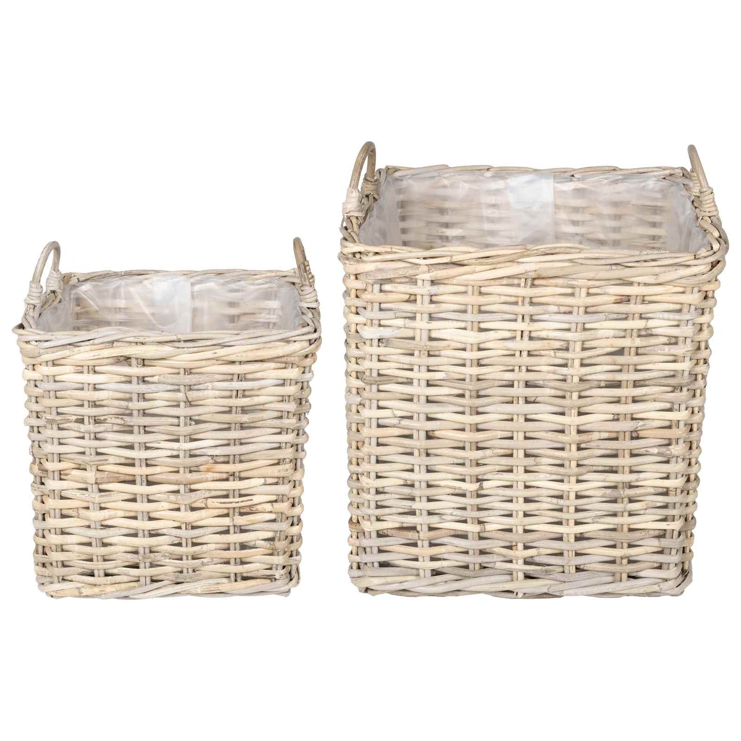 Planter Basket with Storage 2 pcs Grey Lacak Rattan