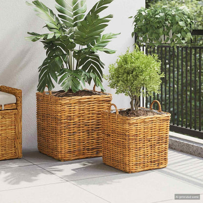 Planter Basket GENDT 2 pcs Natural Brown Kubu Rattan