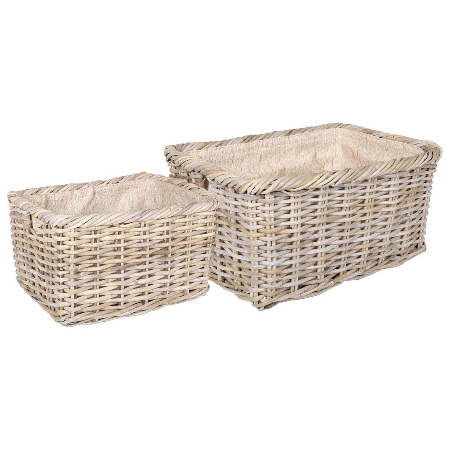 Firewood Basket 2 pcs Natural Grey Kubu Rattan