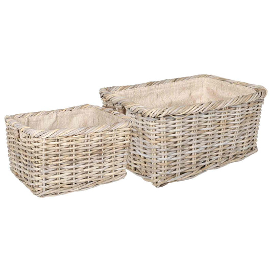 Firewood Basket GENDT 2 pcs Natural Grey Kubu Rattan