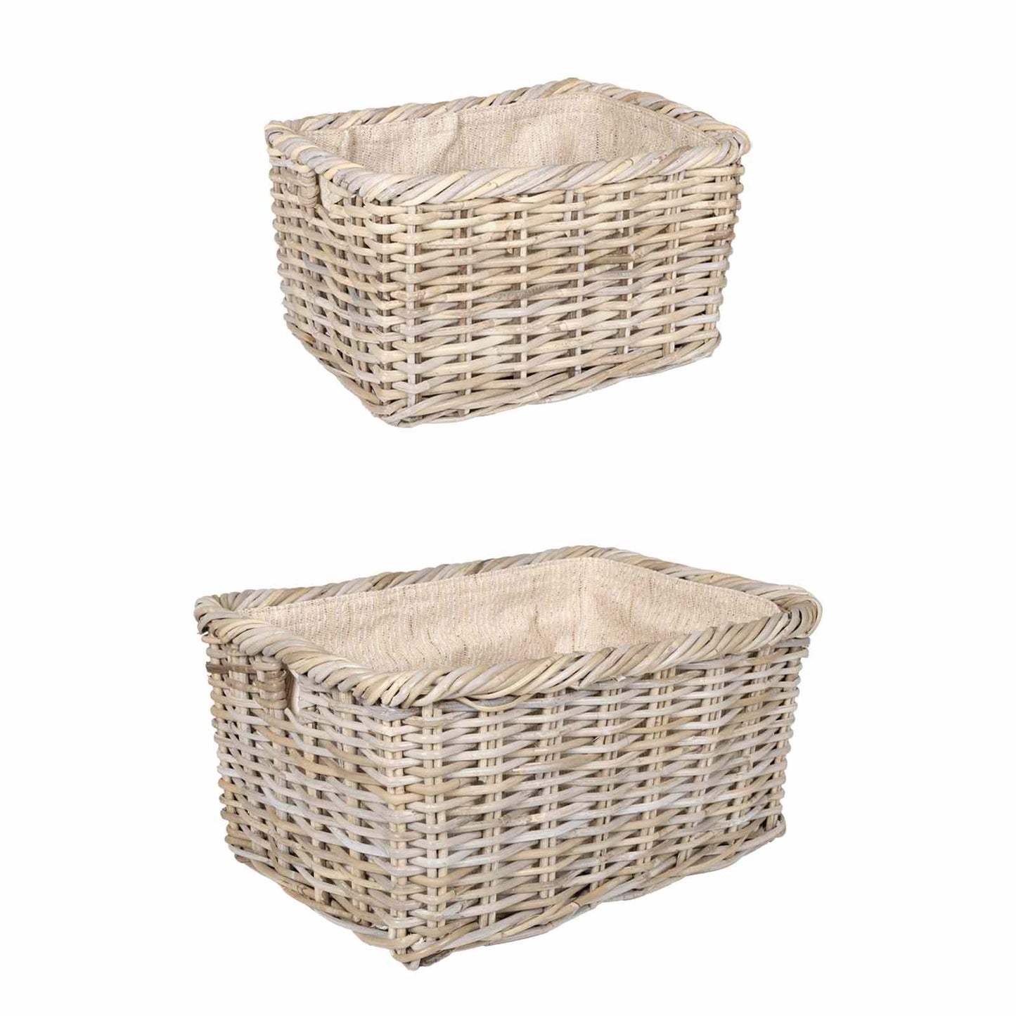 Firewood Basket 2 pcs Natural Grey Kubu Rattan