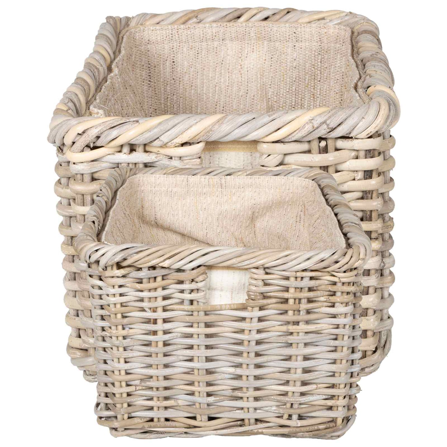 Firewood Basket 2 pcs Natural Grey Kubu Rattan