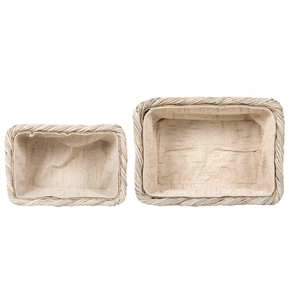 Firewood Basket 2 pcs Natural Grey Kubu Rattan