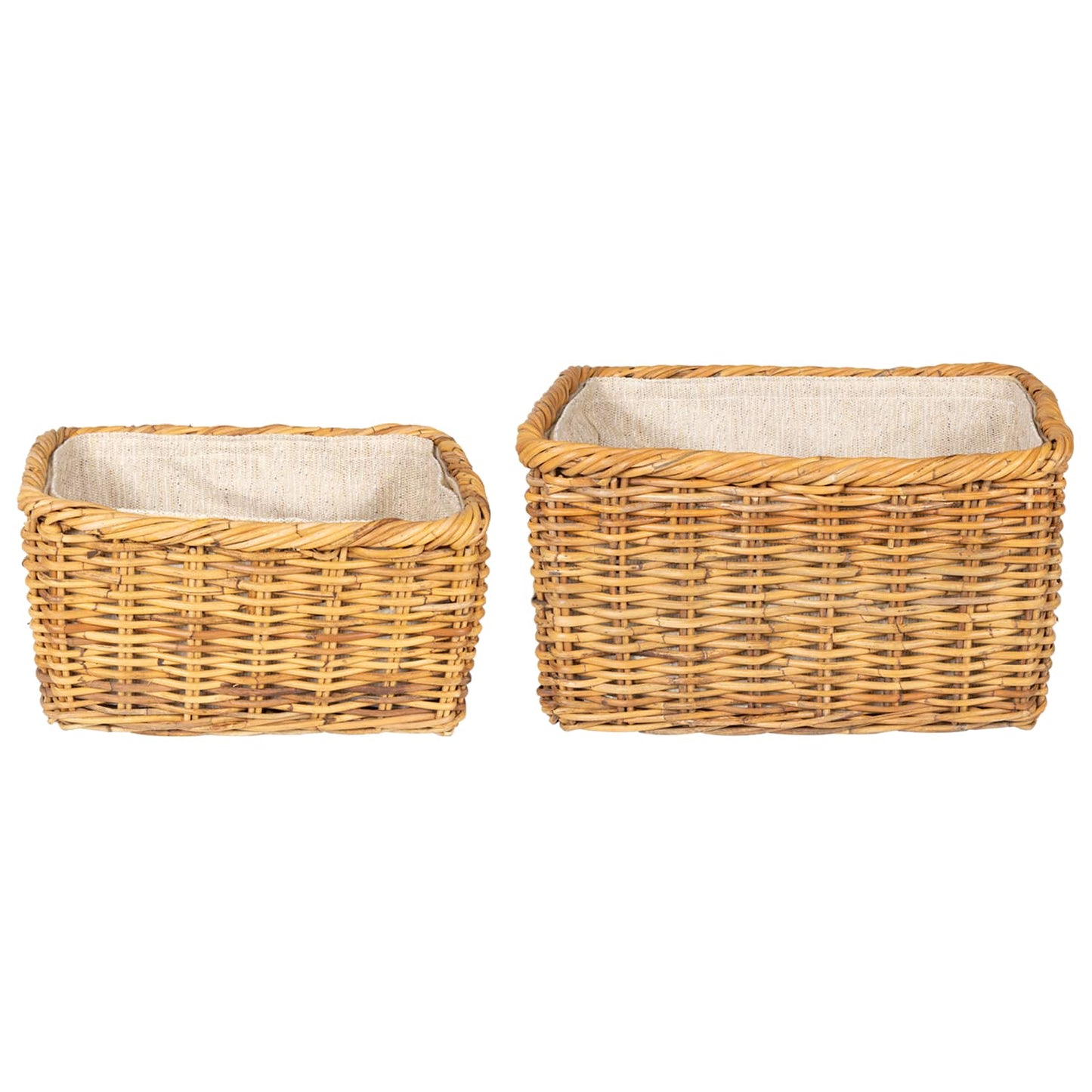 Firewood Basket 2 pcs Natural Brown Kubu Rattan